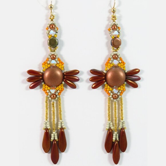 Copper gold earrings handmade - Picture 3 of 6